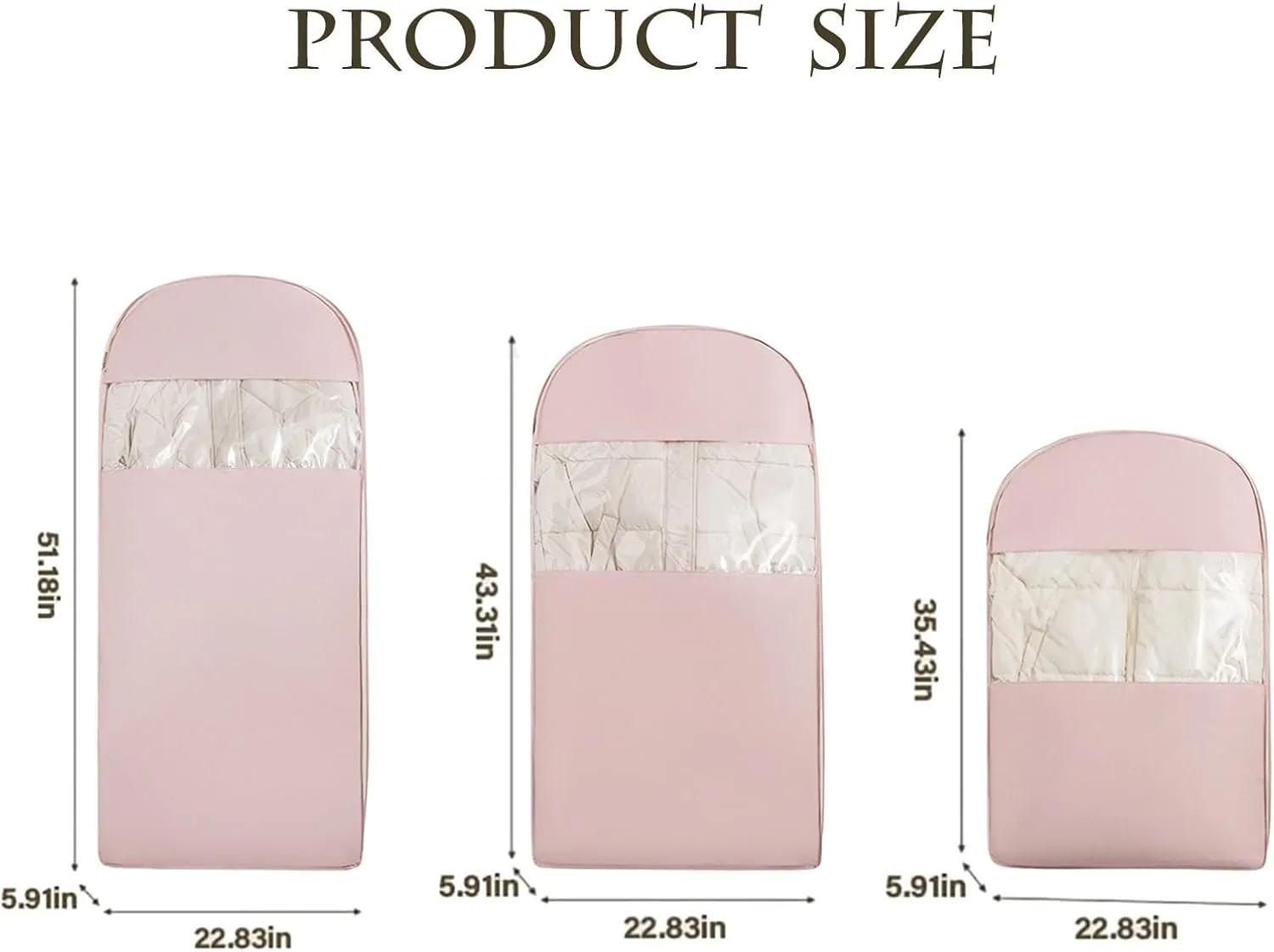 2025 New Space Saving Hanging Garment Bag with Self Compression Zipper, 3-Size, Space Saving Hanging Protector for Down Coat, Coat Compression Dust Cover for Closet Storage (Beige - XL)