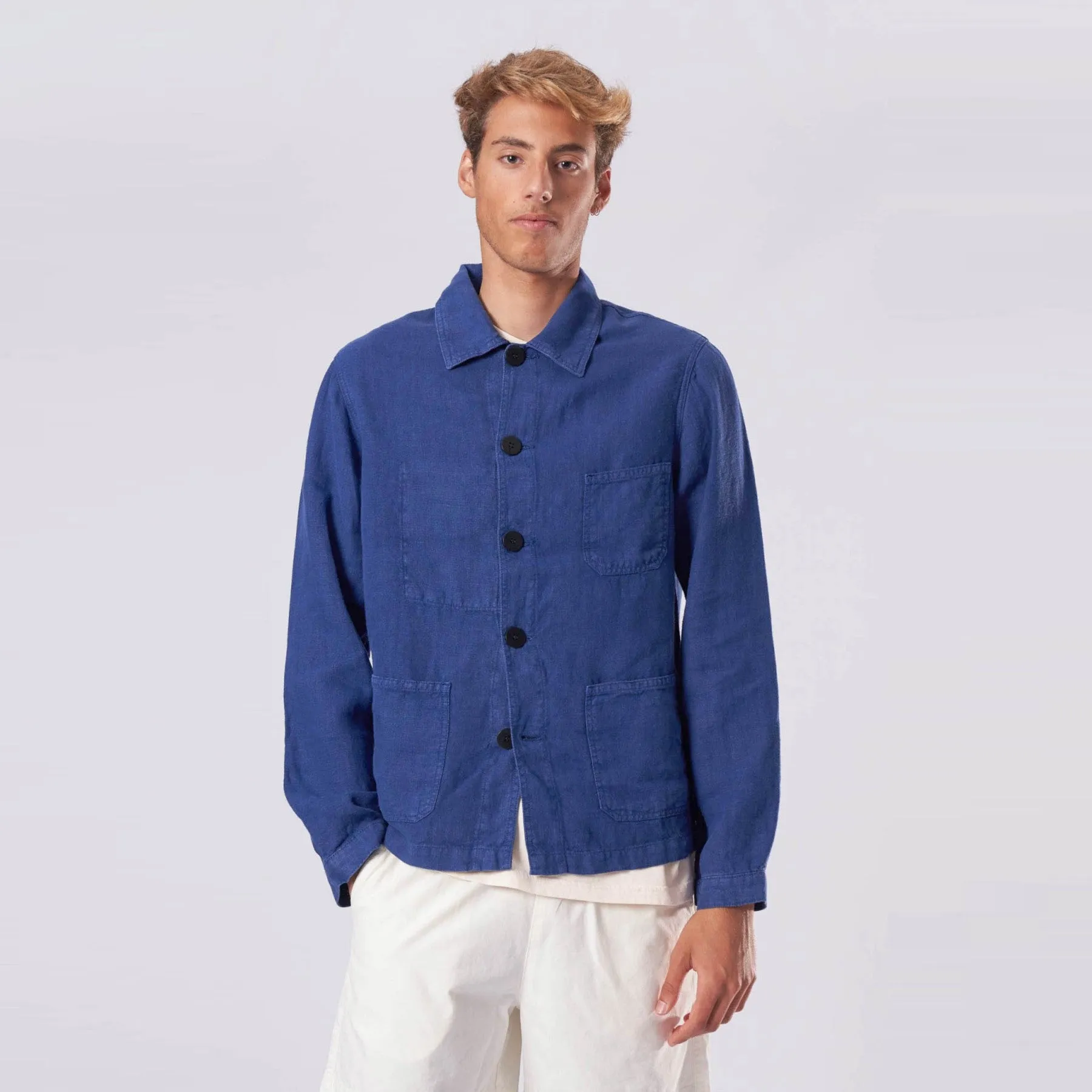 Baptista Linen Worker Jacket (Blue Linen)