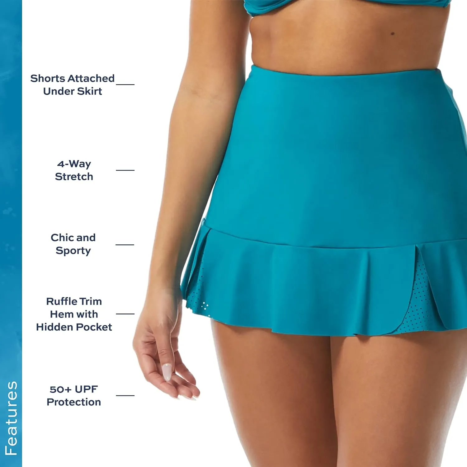 BEACH HOUSE Serena Skort  Quick Dry Swim Skirt with Hidden Pocket in Shorts for Swimming or Pickleball
