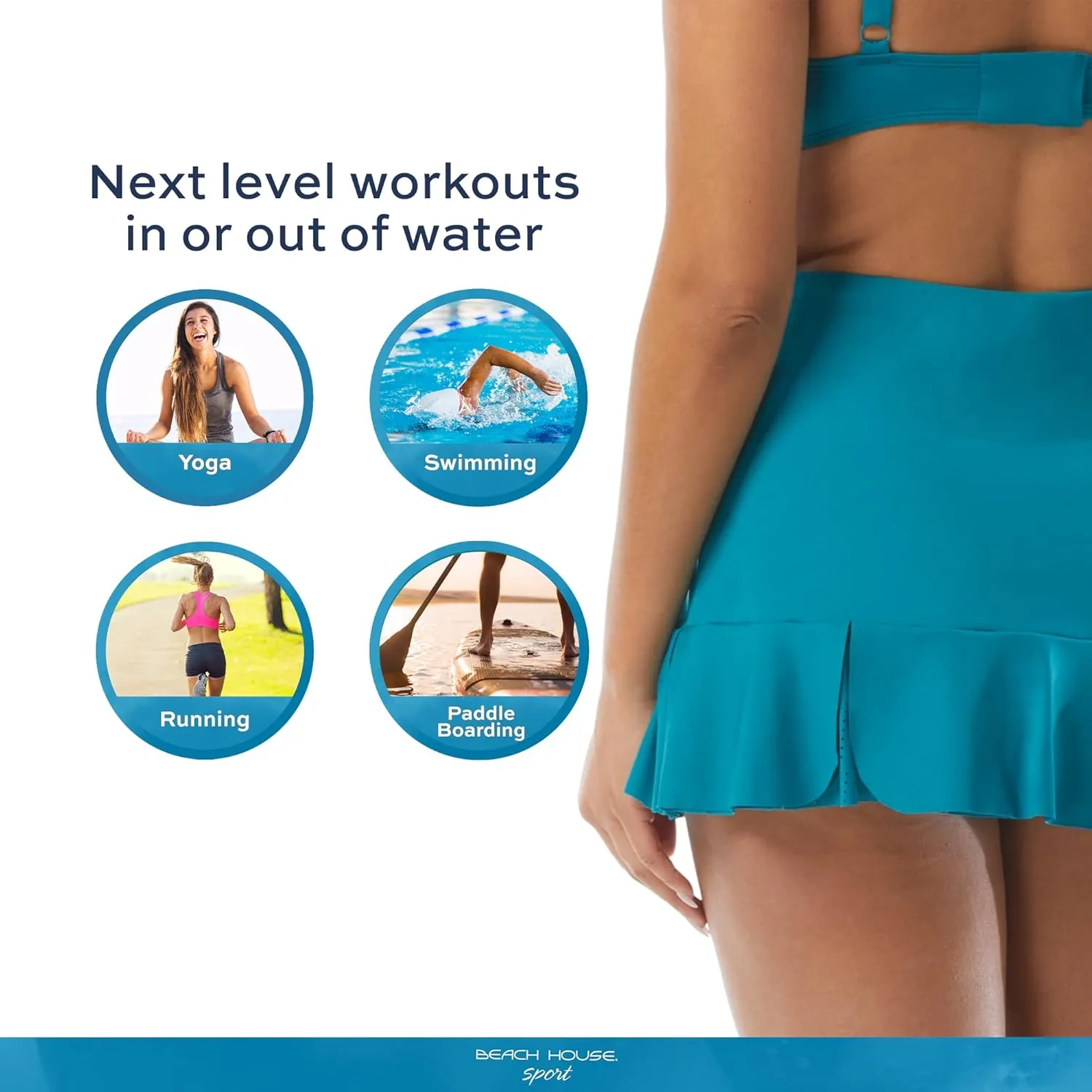 BEACH HOUSE Serena Skort  Quick Dry Swim Skirt with Hidden Pocket in Shorts for Swimming or Pickleball