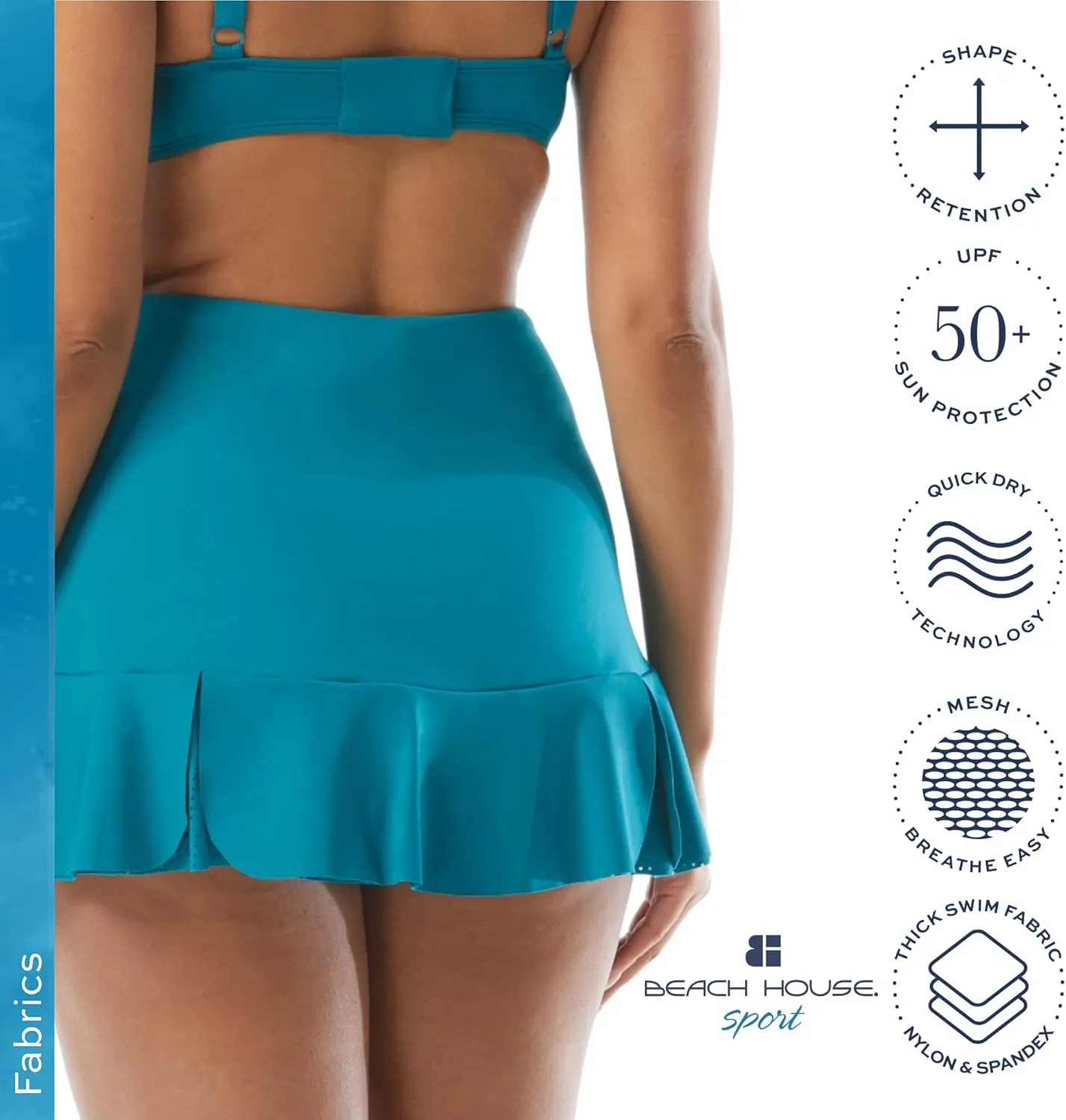 BEACH HOUSE Serena Skort  Quick Dry Swim Skirt with Hidden Pocket in Shorts for Swimming or Pickleball