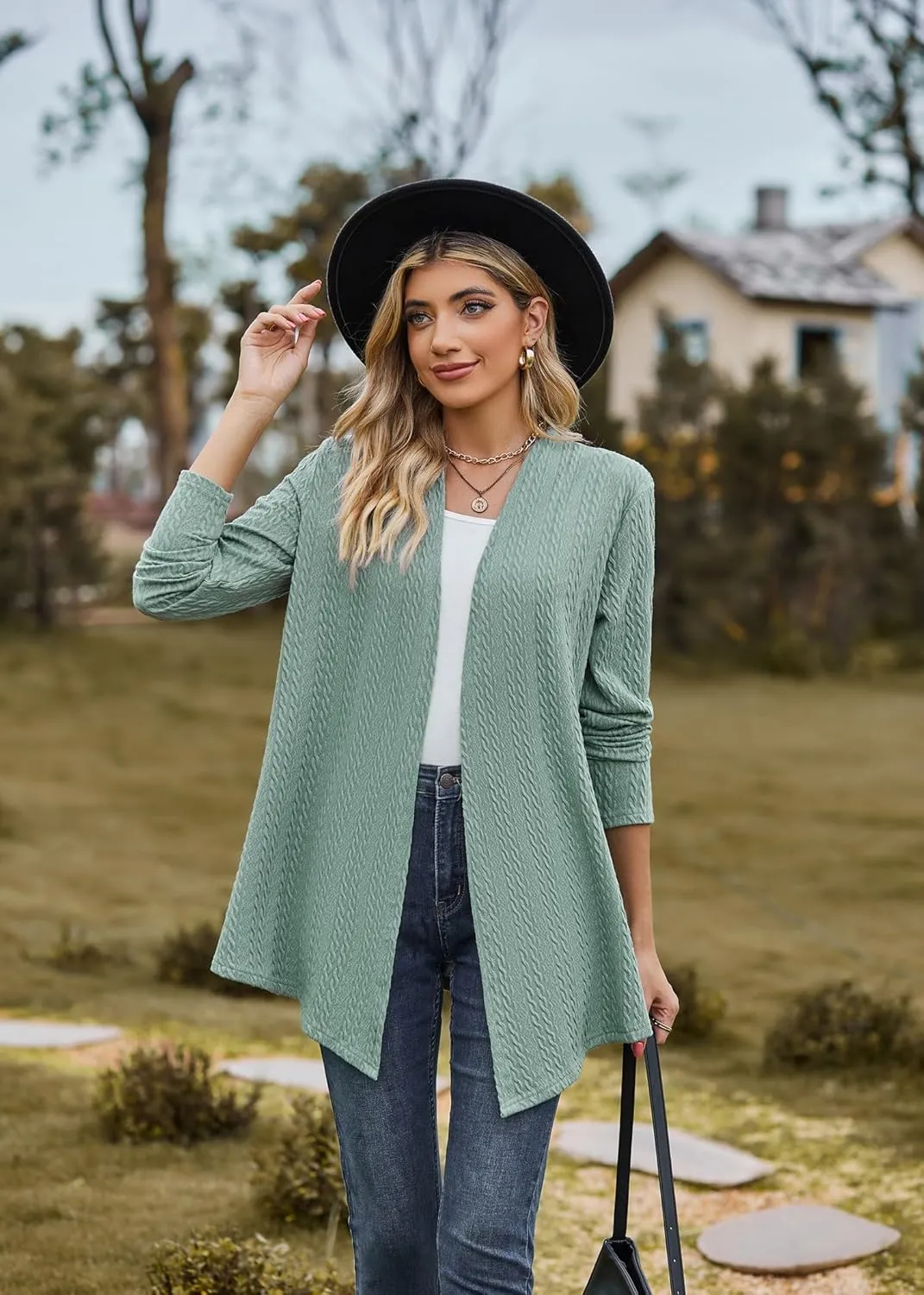 Cardigan for Women Long Sleeve Sweaters Casual Lightweight Knit Open Front Fall Fashion Outfits