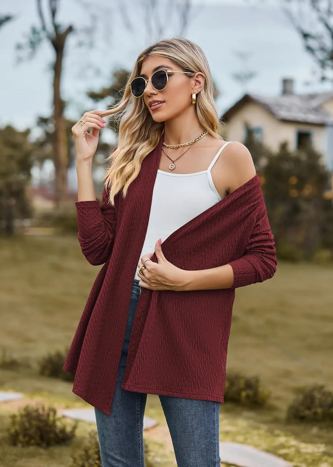 Cardigan for Women Long Sleeve Sweaters Casual Lightweight Knit Open Front Fall Fashion Outfits