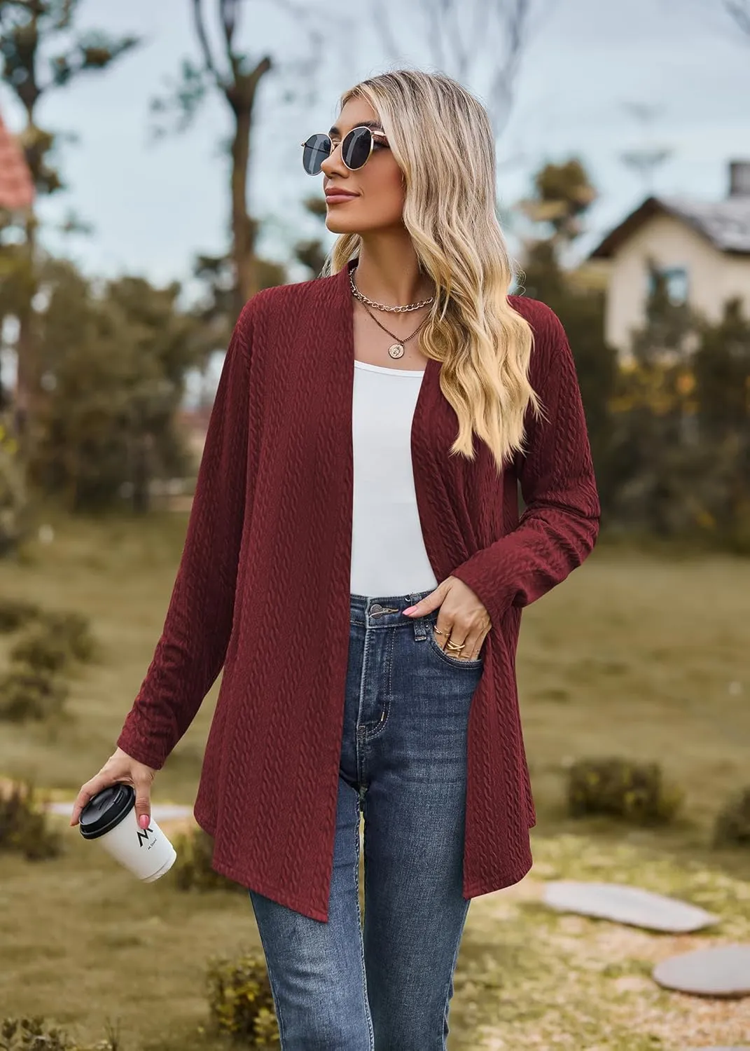 Cardigan for Women Long Sleeve Sweaters Casual Lightweight Knit Open Front Fall Fashion Outfits
