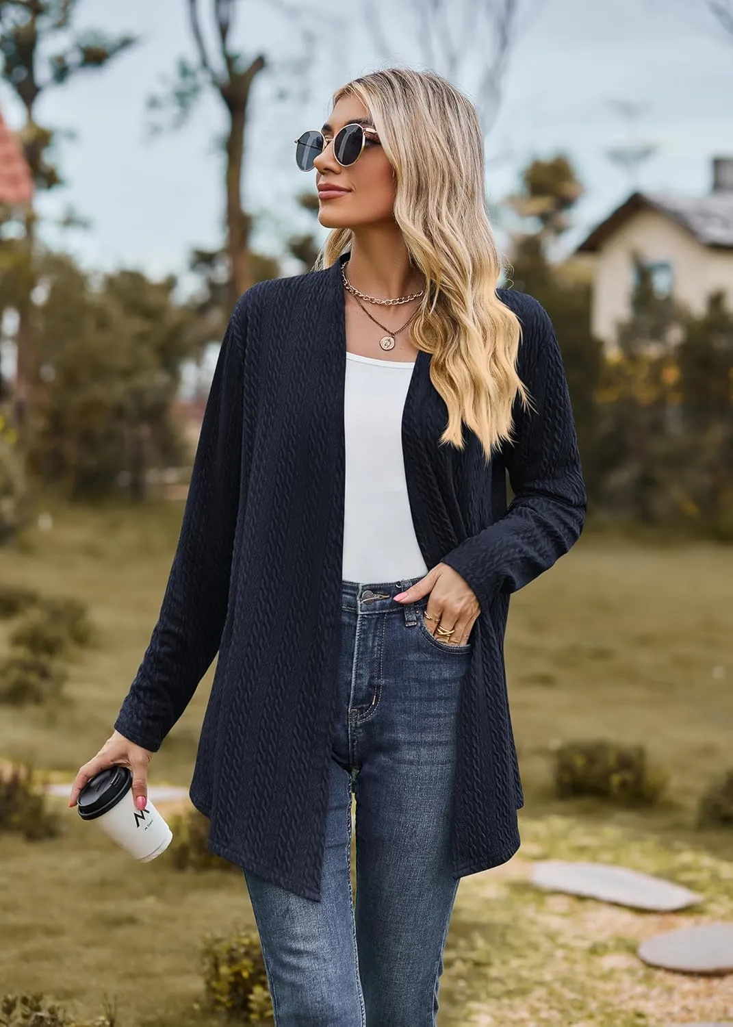 Cardigan for Women Long Sleeve Sweaters Casual Lightweight Knit Open Front Fall Fashion Outfits