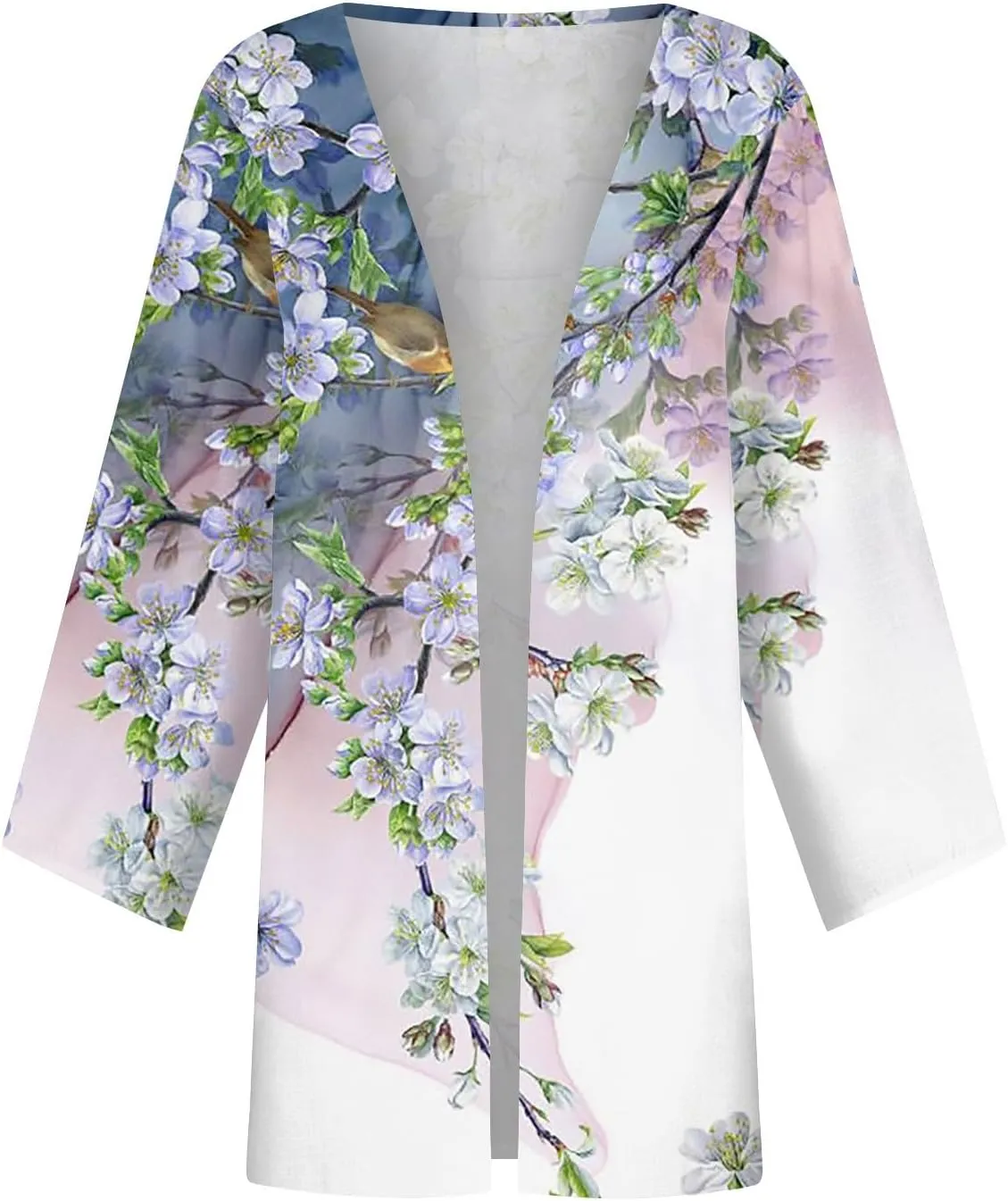 Cardigans for Women 2025 Retro Print 3/4 Sleeve Cardigans Lightweight Blouse Tops Coat Casual Duster Jackets