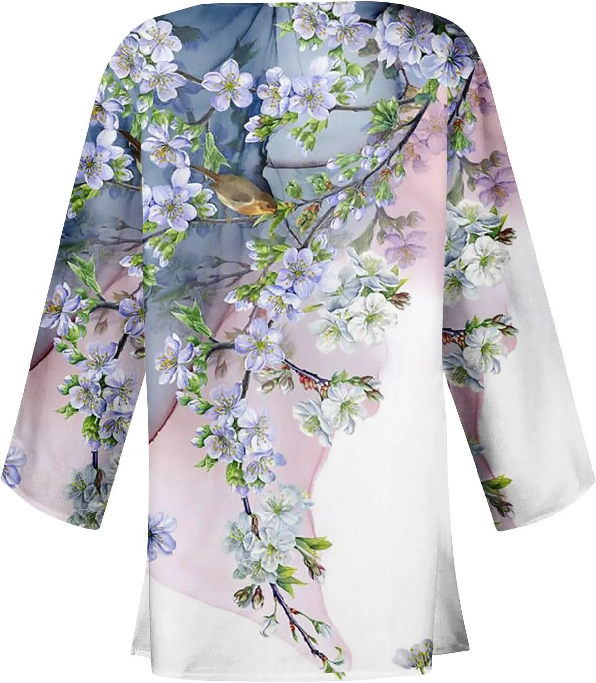 Cardigans for Women 2025 Retro Print 3/4 Sleeve Cardigans Lightweight Blouse Tops Coat Casual Duster Jackets