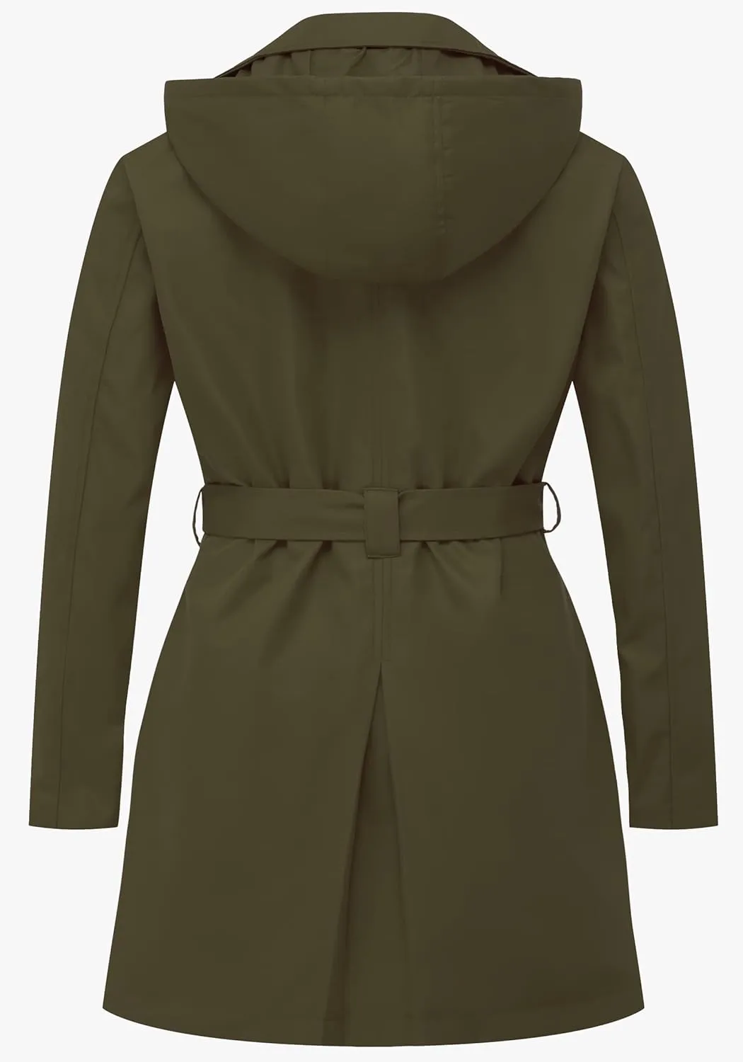 Chrisuno Women's Plus Size Double Breasted Trench Coats Mid-Length Belted Overcoat Dress Jacket with Detachable Hood