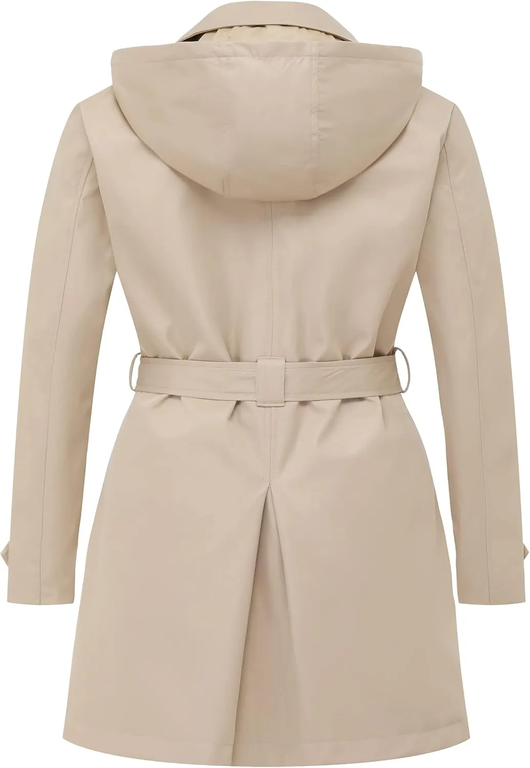 Chrisuno Women's Plus Size Double Breasted Trench Coats Mid-Length Belted Overcoat Dress Jacket with Detachable Hood