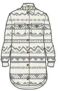 Cloudy 2.0 Recycled Sherpa Fleece Shirt - Mountain Geo Vintage White