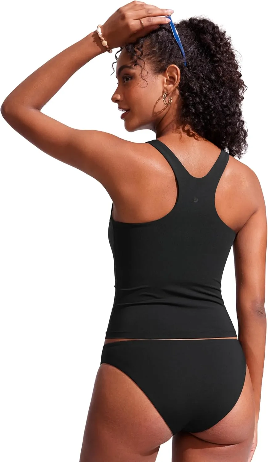 CRZ YOGA Racerback Tankini Tops for Women High Neck Modest Bathing Swim Suits Sporty Tank Only No Bottom