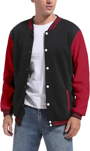 DHSPKN Men's Varsity Baseball Jacket Causal Slim Fit Varsity Letterman Jacket Boys Bomber Jackets