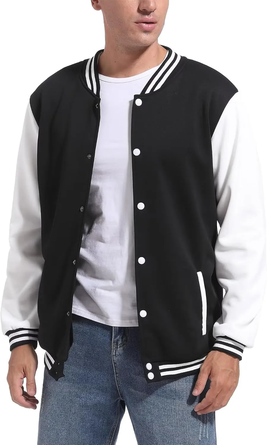 DHSPKN Men's Varsity Baseball Jacket Causal Slim Fit Varsity Letterman Jacket Boys Bomber Jackets