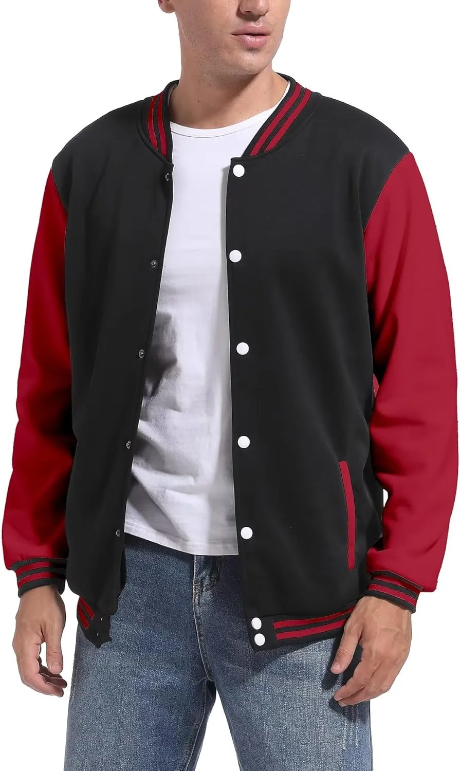 DHSPKN Men's Varsity Baseball Jacket Causal Slim Fit Varsity Letterman Jacket Boys Bomber Jackets