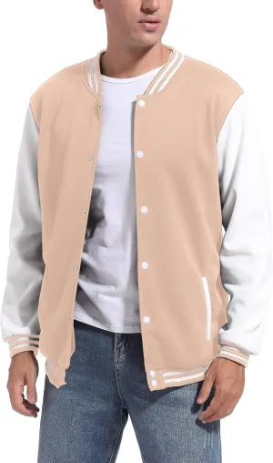 DHSPKN Men's Varsity Baseball Jacket Causal Slim Fit Varsity Letterman Jacket Boys Bomber Jackets