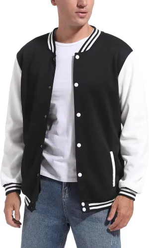 DHSPKN Men's Varsity Baseball Jacket Causal Slim Fit Varsity Letterman Jacket Boys Bomber Jackets