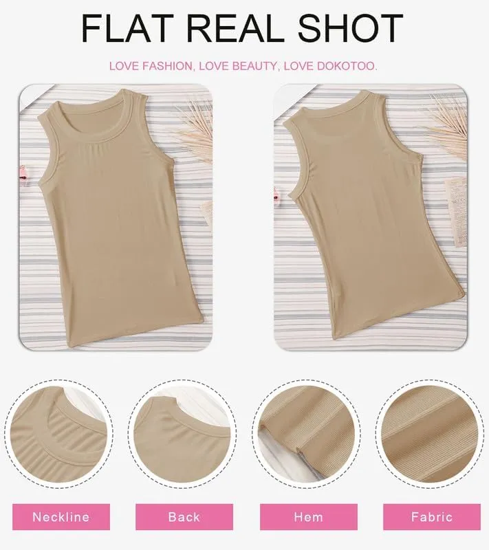 Dokotoo Womens Ladies Ribbed Thick Strap Racerback Tight Slim Fitted Sporty Workout Tank Tops