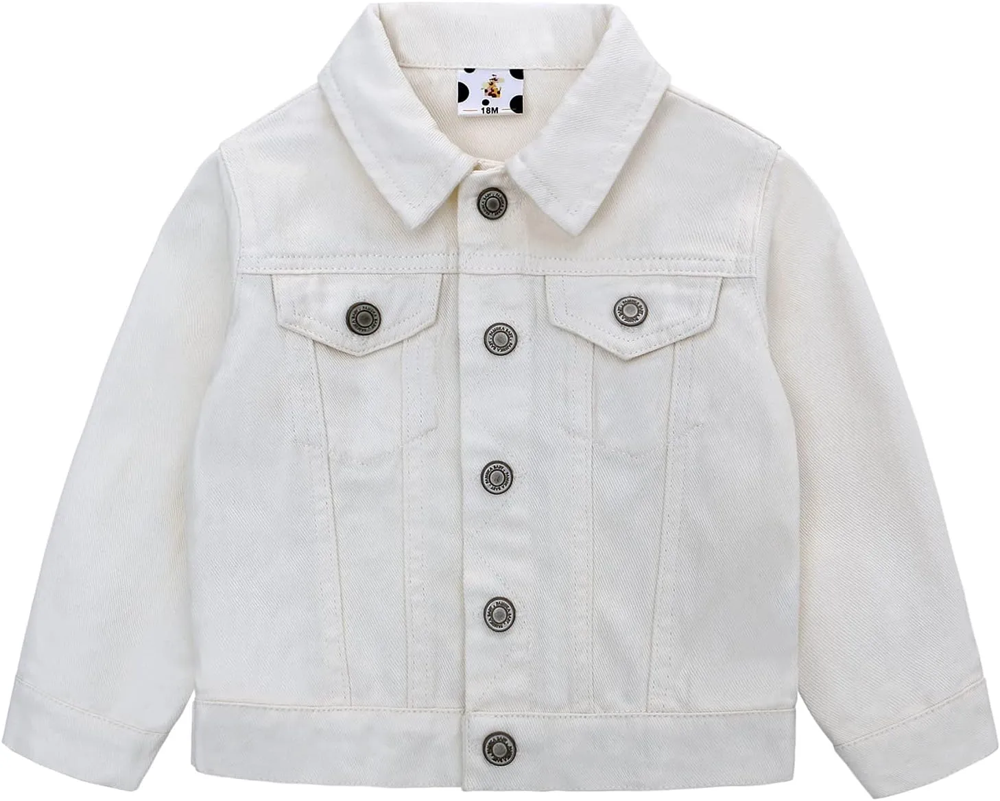famuka Little Boy Girl White Denim Jacket Unisex Baby Button Down Jeans Coats Cowboy Outerwear
