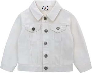 famuka Little Boy Girl White Denim Jacket Unisex Baby Button Down Jeans Coats Cowboy Outerwear