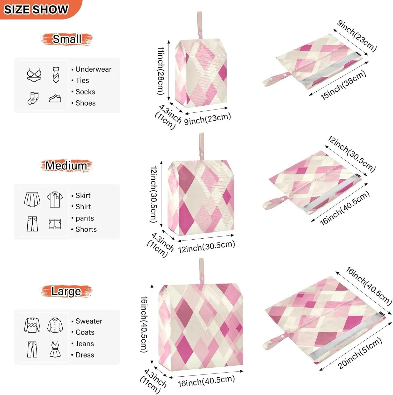 Garment Bag Closet Storage, Luggage Space Saver, Rhomboid Neutral Hot Pink, Waterproof, 3 Set Travel Packing Cubes For Suitcases,Organizadores De Maletas Para