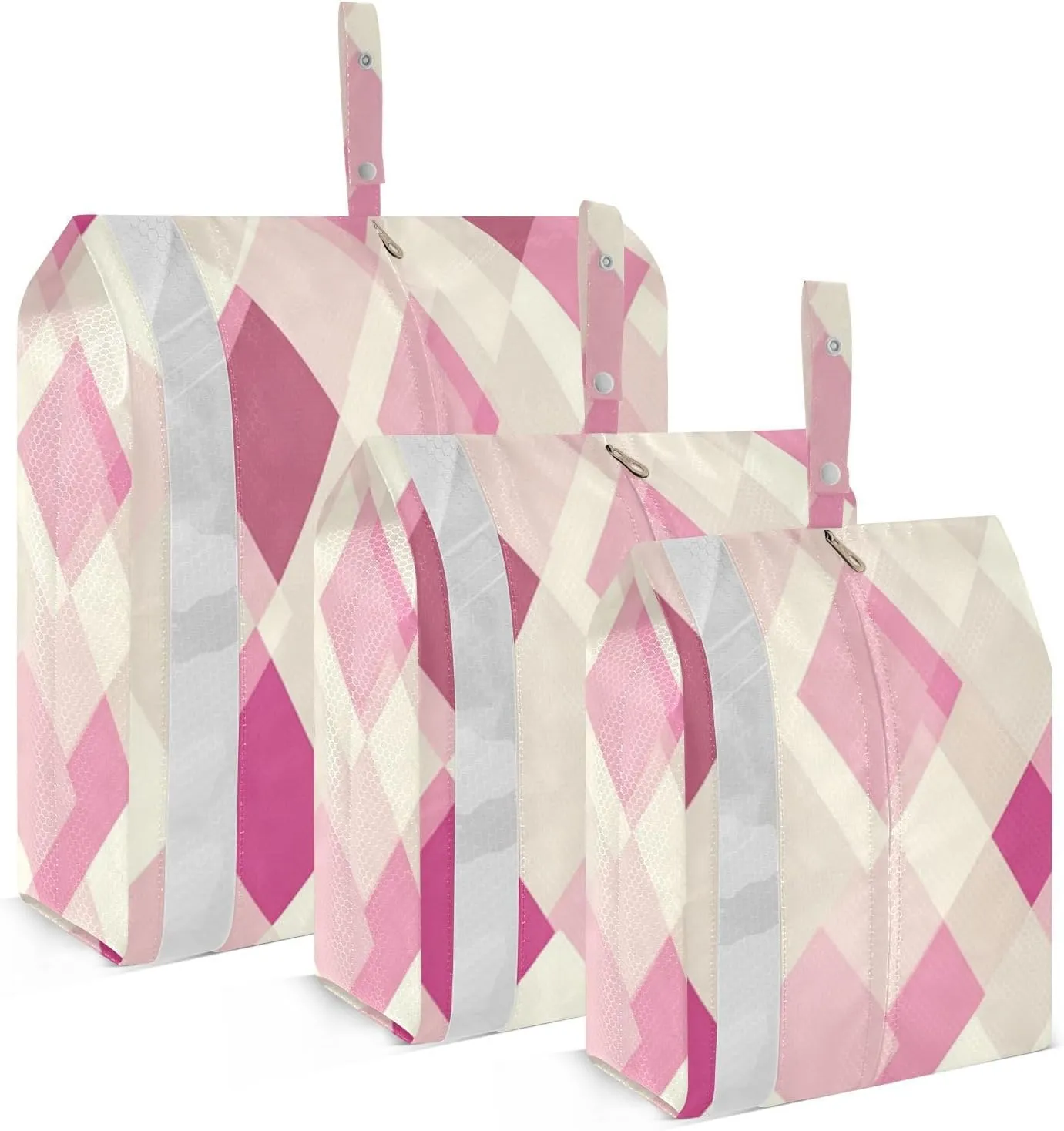 Garment Bag Closet Storage, Luggage Space Saver, Rhomboid Neutral Hot Pink, Waterproof, 3 Set Travel Packing Cubes For Suitcases,Organizadores De Maletas Para
