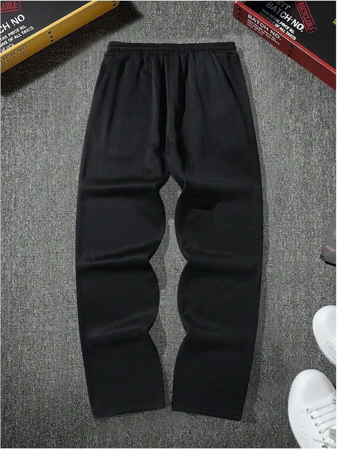 GORGLITTER Men's Graphic Baggy Sweatpants Wide Leg Y2K Drawstring Stacked Jogger Pants with Pockets