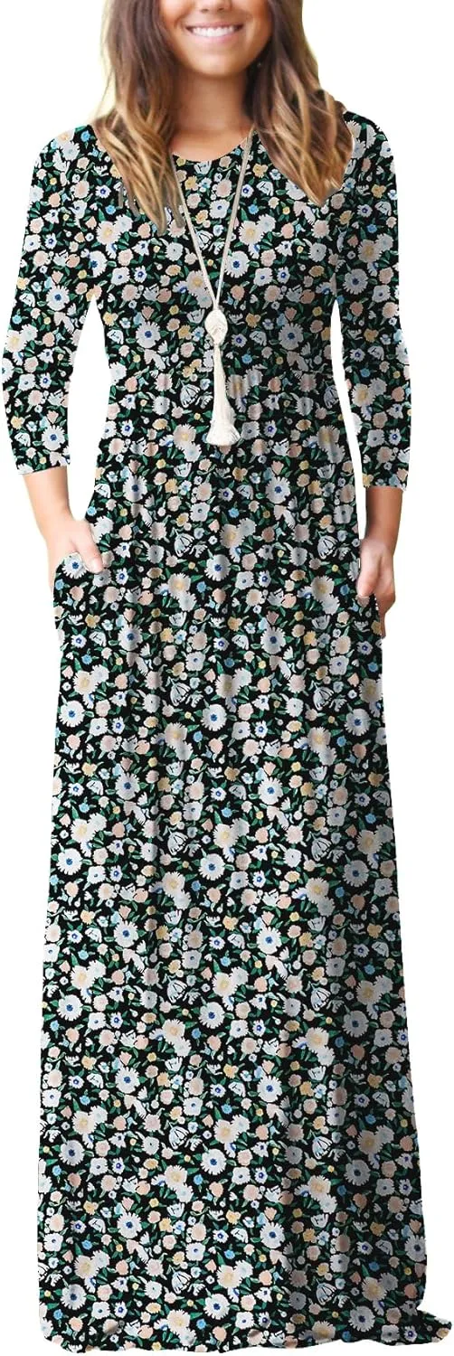GRECERELLE Womens 2024 Maxi Dresses Long Sleeve Casual Long T Shirt Dress Travel Vacation Outfits