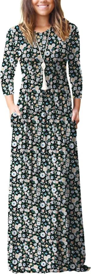 GRECERELLE Womens 2024 Maxi Dresses Long Sleeve Casual Long T Shirt Dress Travel Vacation Outfits