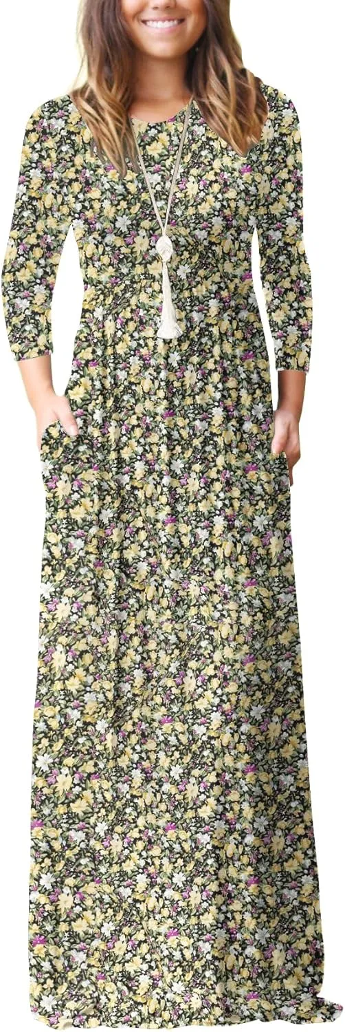 GRECERELLE Womens 2024 Maxi Dresses Long Sleeve Casual Long T Shirt Dress Travel Vacation Outfits