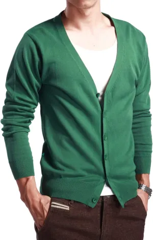HaoMay Mens Slim Lightweight Cashmere V Neck Button Down Knit Cardigans Sweater