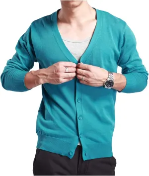 HaoMay Mens Slim Lightweight Cashmere V Neck Button Down Knit Cardigans Sweater