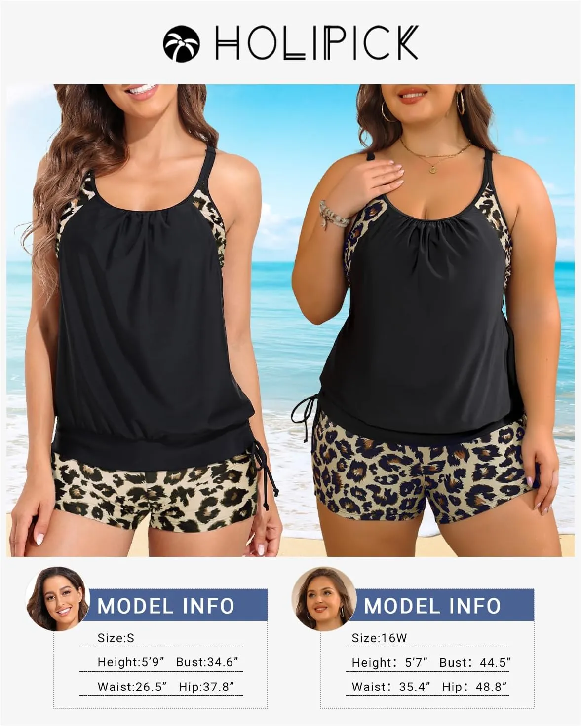 Holipick Two Piece Tankini Swimsuits for Women Tummy Control Bathing Suit Blouson Tankini Top with Sporty Boy Shorts 2025