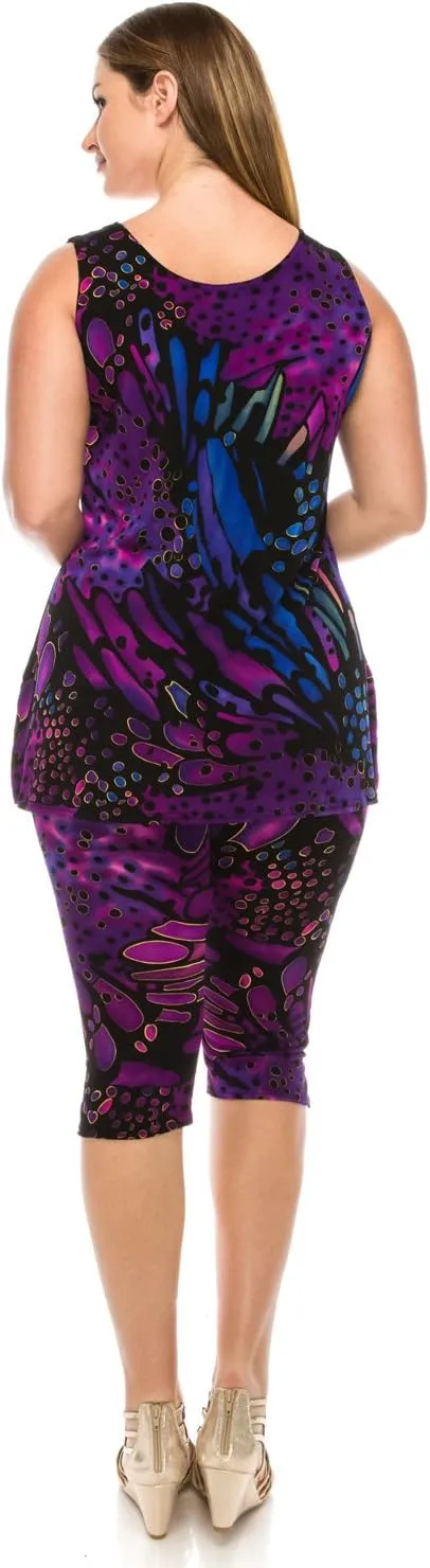 Jostar Stretchy Tank Capri Pant Set Print-9002BN-TRP1