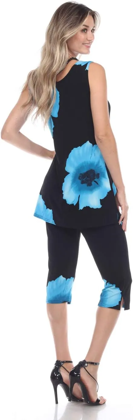 Jostar Stretchy Tank Capri Pant Set Print-9002BN-TRP1
