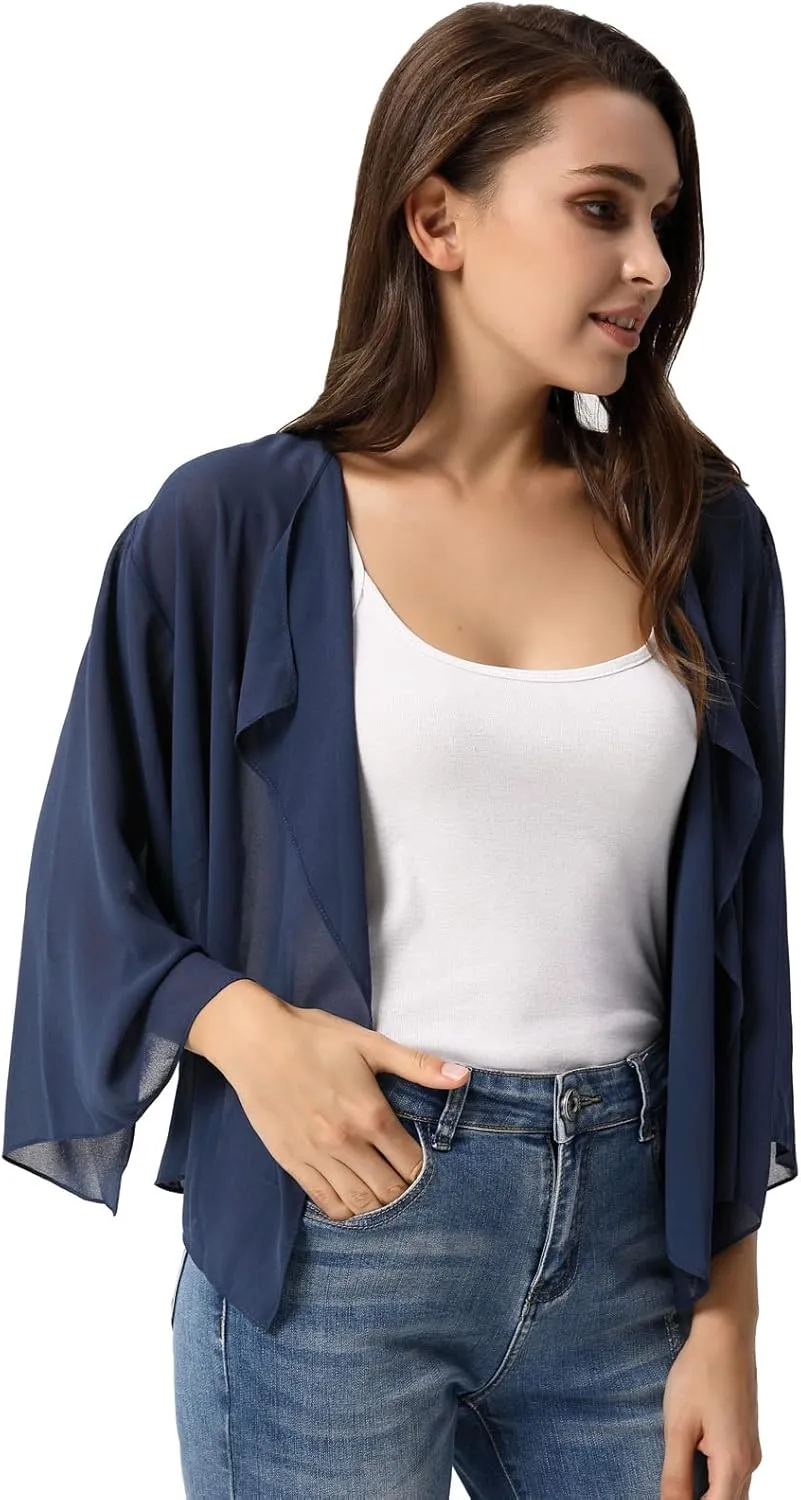 Kate Kasin Women Summer Cardigans Chiffon Loose Kimono Cardigan Capes Bolero Shrug