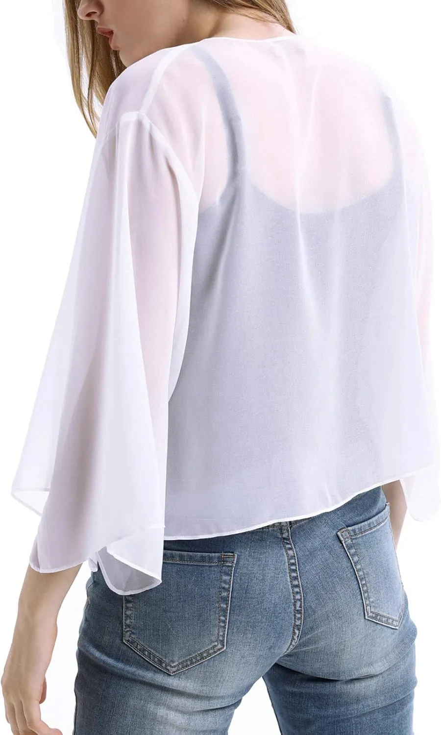 Kate Kasin Women Summer Cardigans Chiffon Loose Kimono Cardigan Capes Bolero Shrug