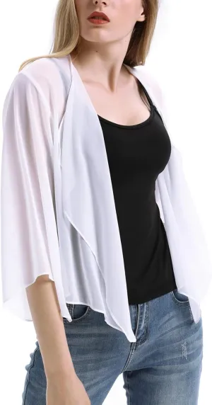 Kate Kasin Women Summer Cardigans Chiffon Loose Kimono Cardigan Capes Bolero Shrug