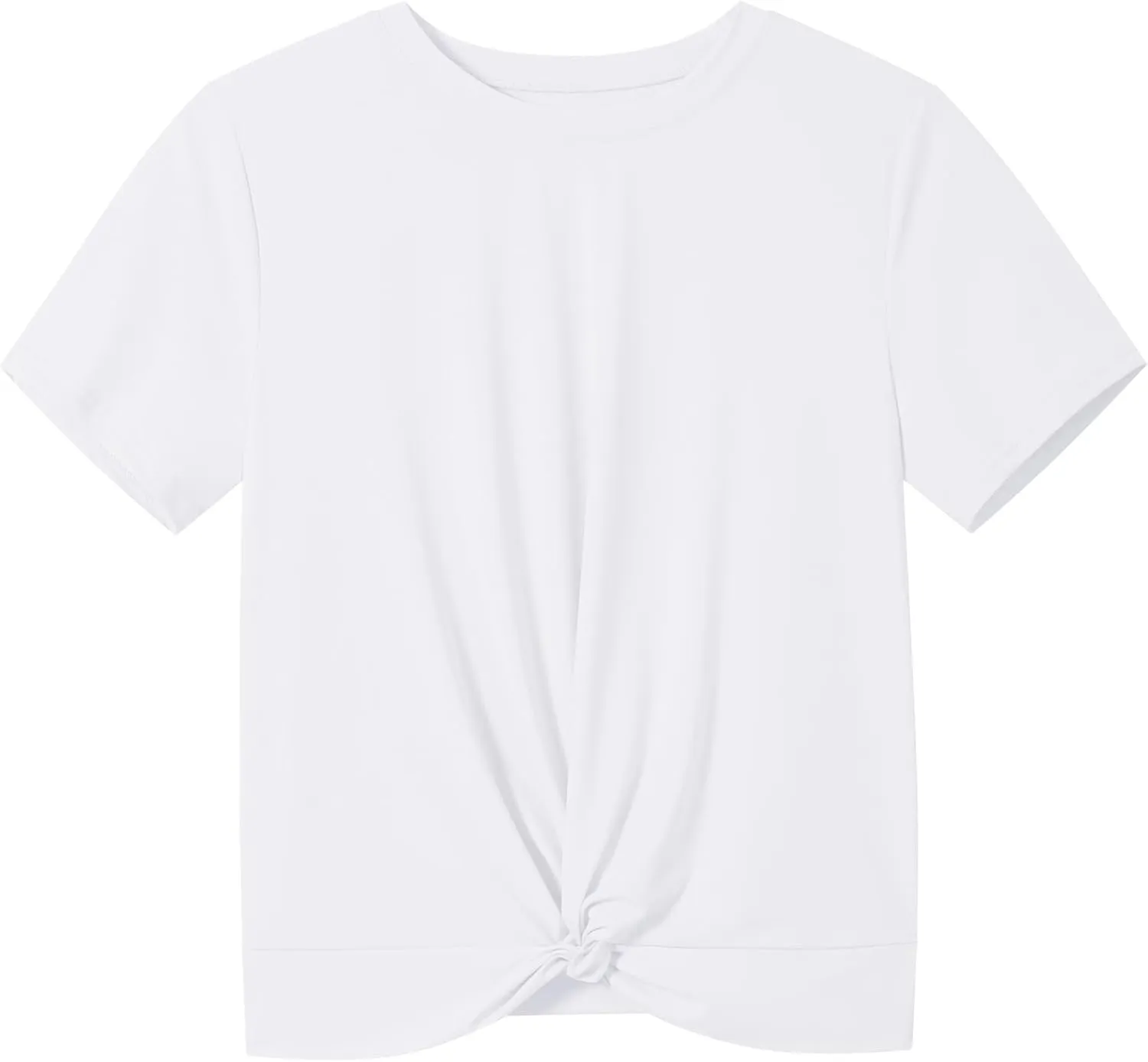 KEREDA Girls Athletic Shirts Tie Front Tops Summer Short Sleeve Quick Dry Active Tees T-Shirts for Kids Teens