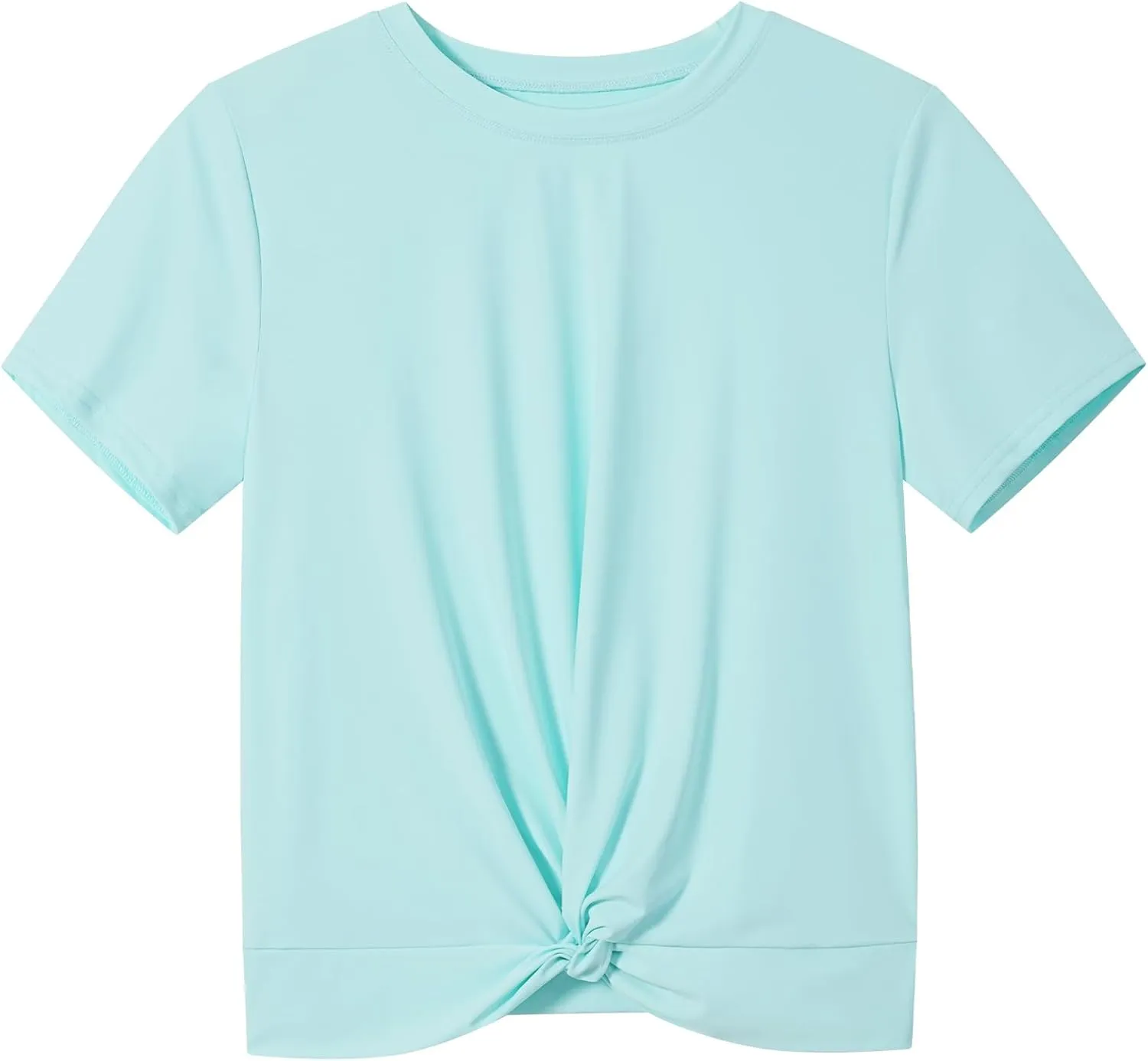 KEREDA Girls Athletic Shirts Tie Front Tops Summer Short Sleeve Quick Dry Active Tees T-Shirts for Kids Teens