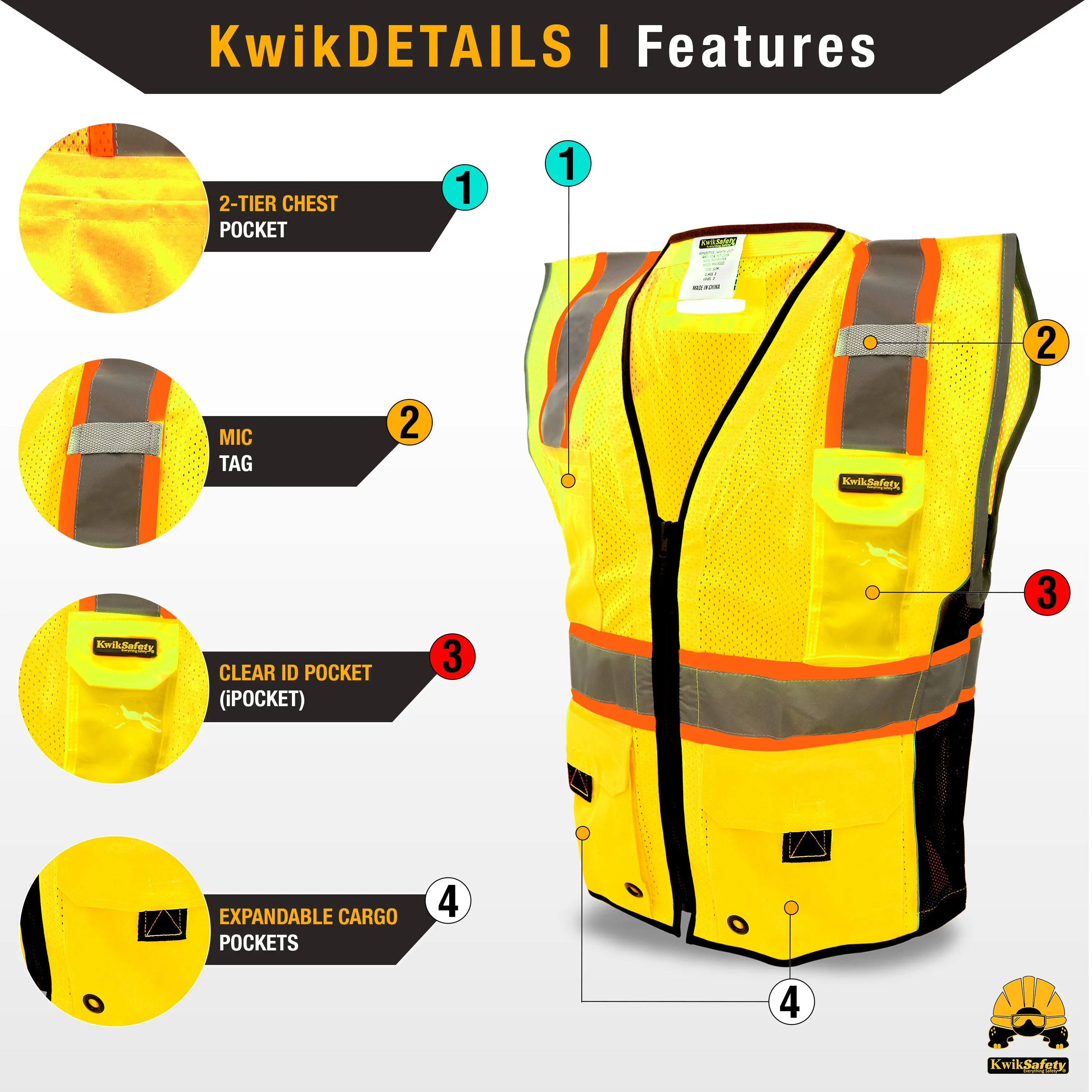 KwikSafety GRAND KAHUNA | ANSI Class 2 Premium Safety Vest - Model No.: KS3306