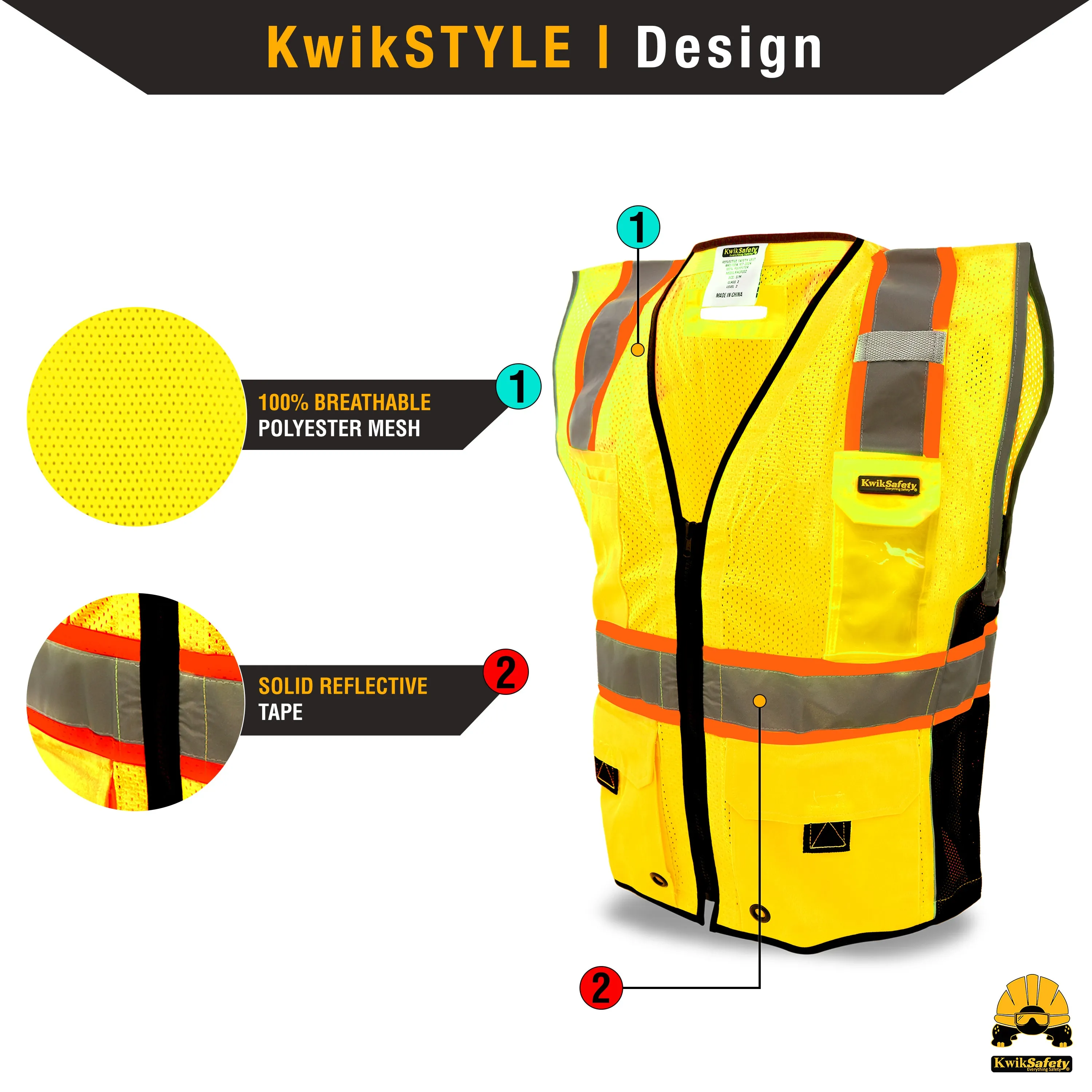 KwikSafety GRAND KAHUNA | ANSI Class 2 Premium Safety Vest - Model No.: KS3306