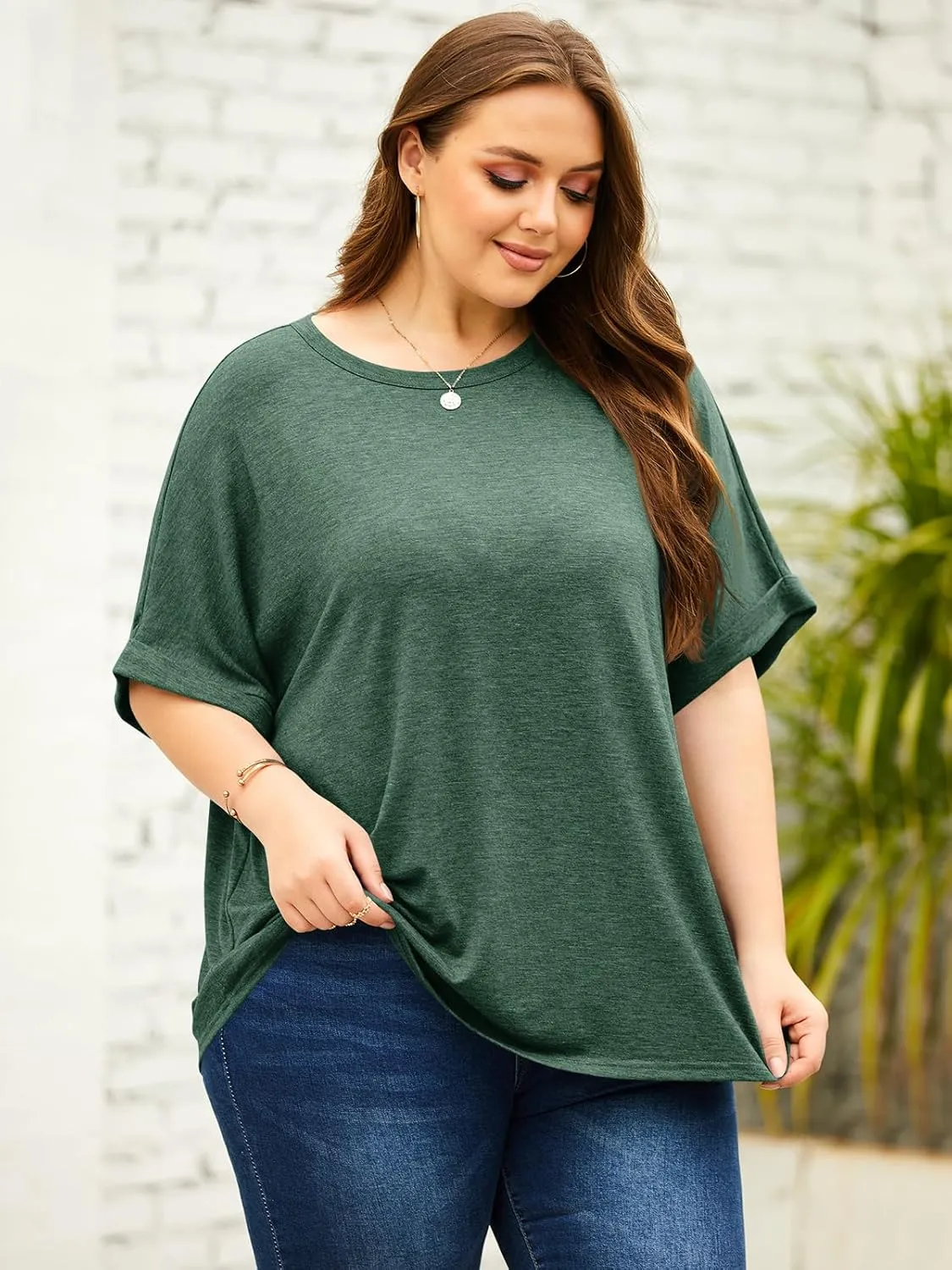 Langwyqu Womens Tops Oversized Tshirts Summer Short Sleeve T Shirts Casual Loose Fit Basic Tees