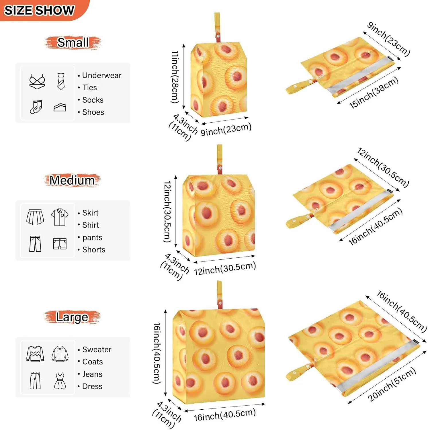 Luggage Space Saver, Organizadores De Maletas Para, Sweet Apricot Fruit Neutral, With Zipper, 3 Set Travel Packing Cubes For Suitcases, Garment Bag Closet Storage