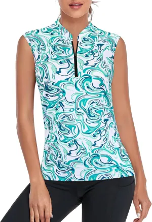 Misyula Womens Golf Shirts 1/4 Zip Sun Protection Quick Dry Tennis Running Athletic Workout Tops