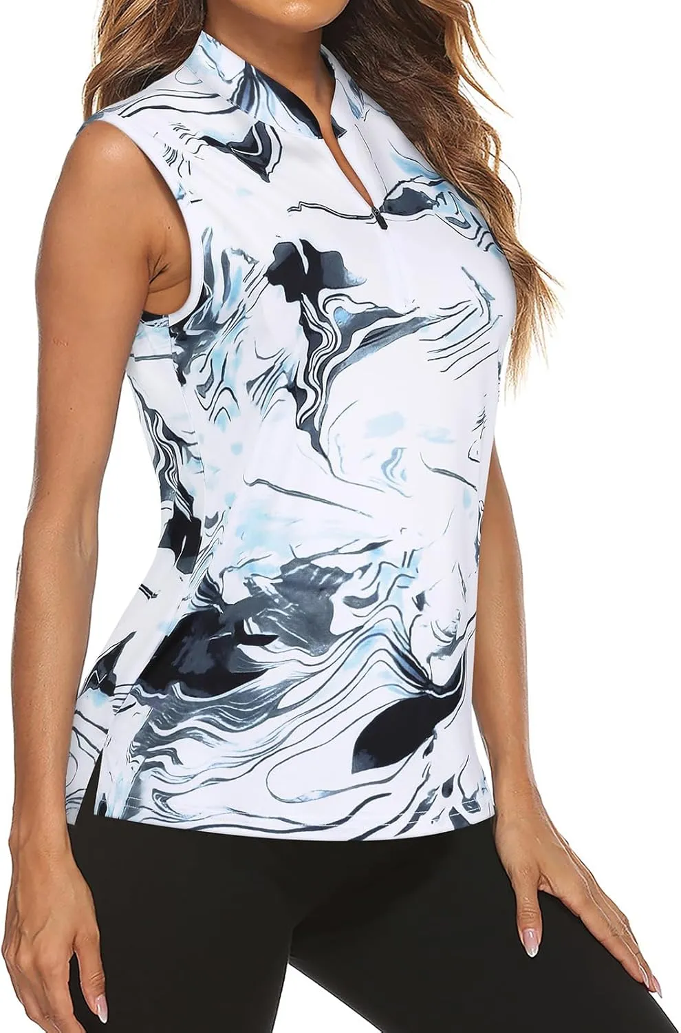 Misyula Womens Golf Shirts 1/4 Zip Sun Protection Quick Dry Tennis Running Athletic Workout Tops