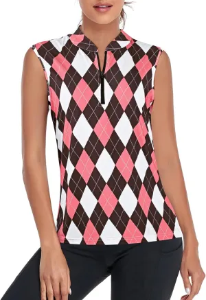Misyula Womens Golf Shirts 1/4 Zip Sun Protection Quick Dry Tennis Running Athletic Workout Tops