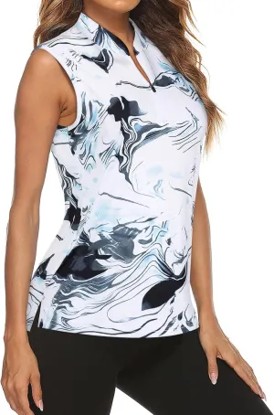 Misyula Womens Golf Shirts 1/4 Zip Sun Protection Quick Dry Tennis Running Athletic Workout Tops