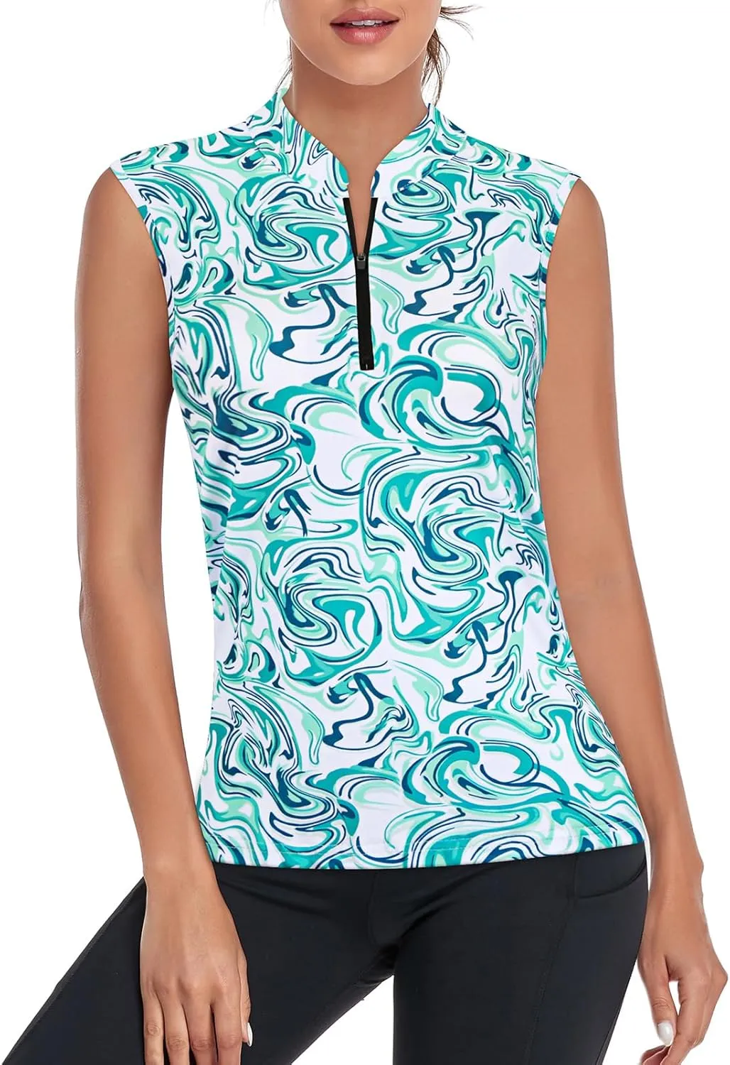 Misyula Womens Golf Shirts 1/4 Zip Sun Protection Quick Dry Tennis Running Athletic Workout Tops