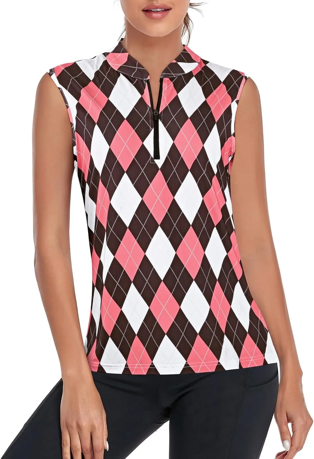 Misyula Womens Golf Shirts 1/4 Zip Sun Protection Quick Dry Tennis Running Athletic Workout Tops