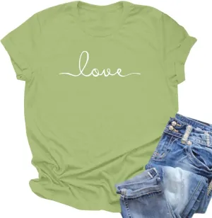 NIUBIA Women's T-Shirt Graphic Tees Love Printed Casual Short Sleeve Tops Summer Loose Fitted Top